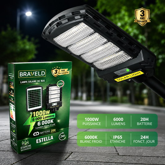 Lampadaire Solaire Estella 1000W 6000 Lumens