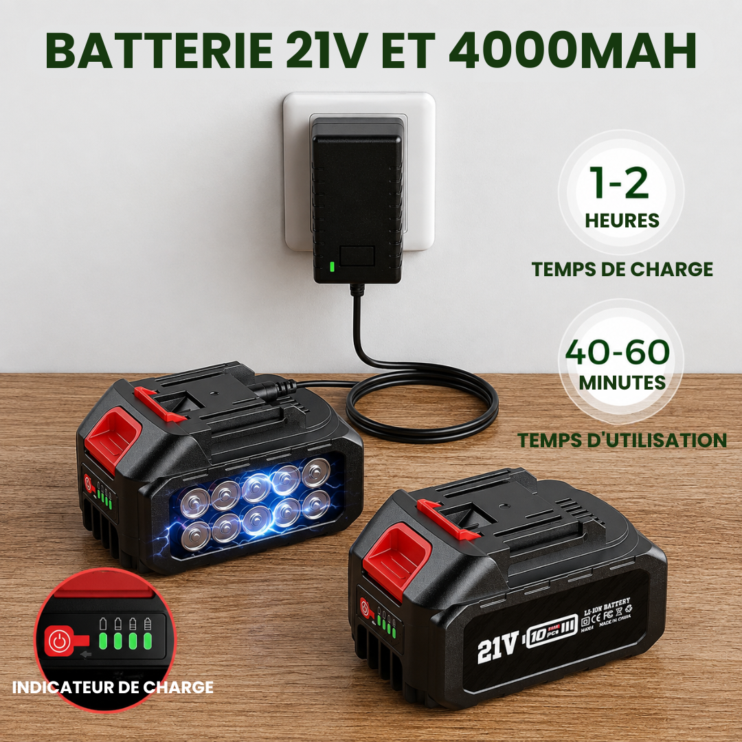 Tronçonneuse sur Batterie avec Réservoir d'Huile