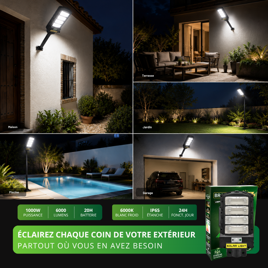 Lampadaire Solaire Estella 1000W 6000 Lumens