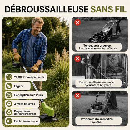 Débroussailleuse sans fil 3 en 1